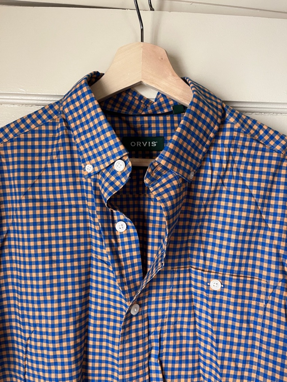 Orvis Short-Sleeve Button-Down Check Shirt - Blue & Tan